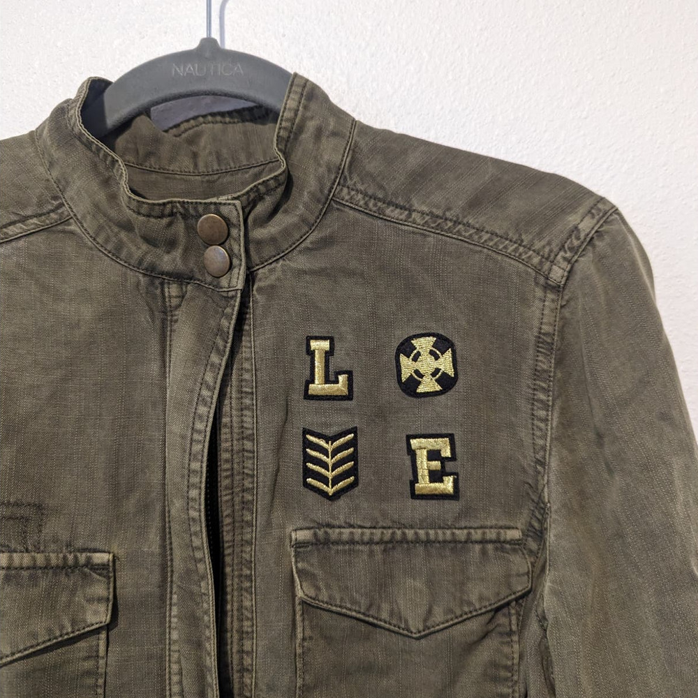 Libby Edelman Army Jacket Olive Green Military Shacket - Picture 3 of 7